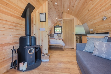 Inside a glamping pod at The Yan