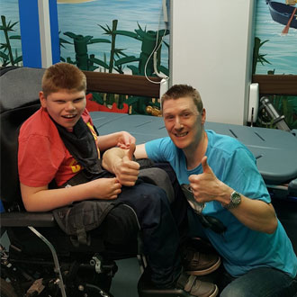 Boy in wheelchair at Legoland after new accessibility initiatives have been put in place Boy in wheelchair at Legoland after new accessibility initiatives have been put in place