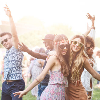 Group of friends at Vegan Camping Festival