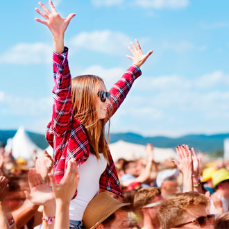 Woman at vegan camping festival