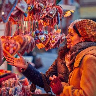 Two women at Manchester Christmas Markets Two women at Manchester Christmas Markets