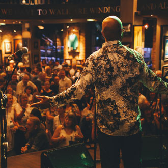 Man on stage at The Manchester Soul Festival 