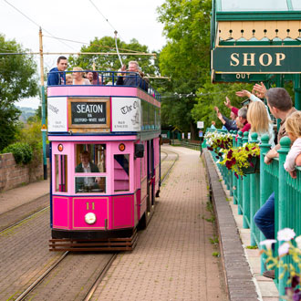 Pink Tram at Seaton Tramway