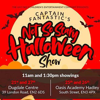 Captain Fantastic for a kid-friendly, Not So Scary Halloween party flyer